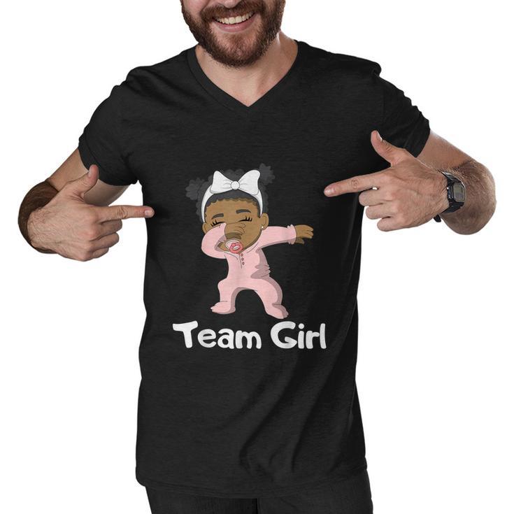 Gender Reveal Party Team Girl Cute Dabbing Black Baby Men V-Neck Tshirt