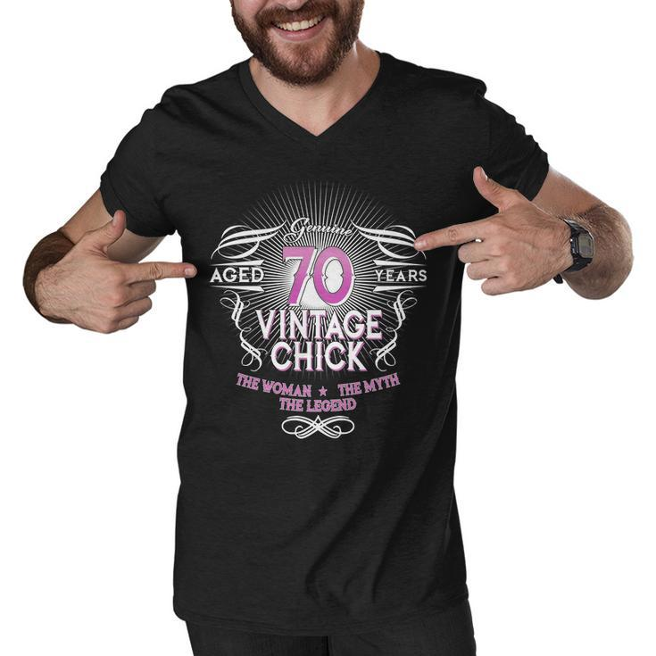 Genuine Aged 70 Years Vintage Chick 70Th Birthday Tshirt Men V-Neck Tshirt