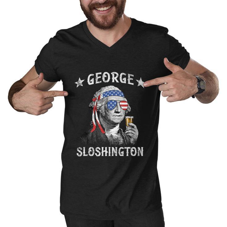George Sloshington George Washington 4Th Of July Men V-Neck Tshirt