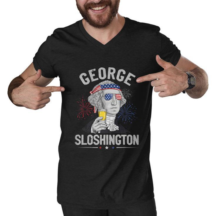 George Sloshington Washington Funny 4Th Of July Usa American Men V-Neck Tshirt