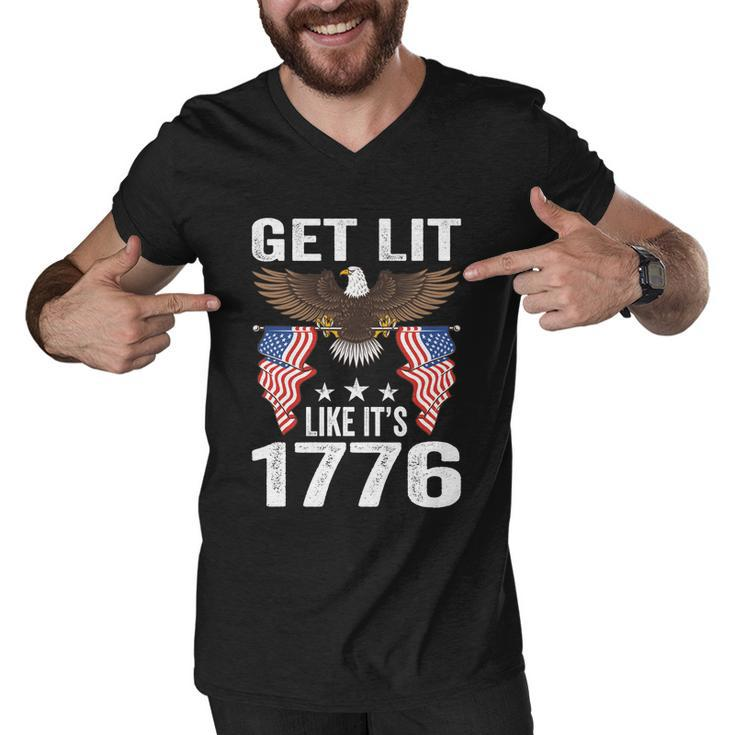 Get Lit Like It’S 1776 Eagle American Patriotic 4Th Of July Gift Men V-Neck Tshirt