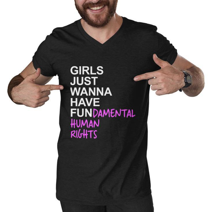 Girls Just Wanna Have Fundamental Rights Feminist V2 Men V-Neck Tshirt