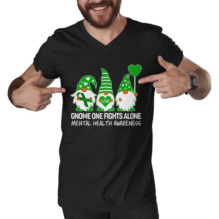 Gnome One Fights Alone Mental Health Awareness Men V-Neck Tshirt