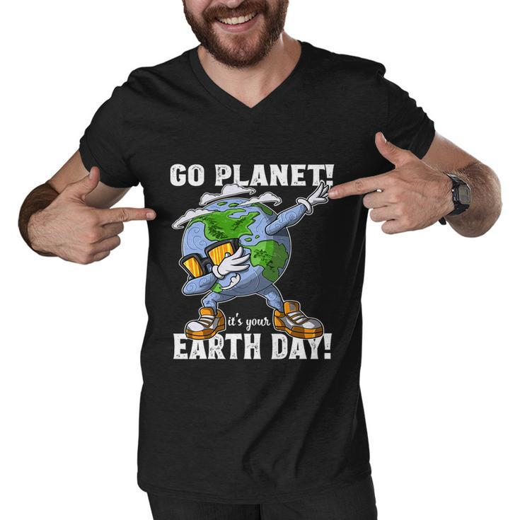Go Planet Its Your Earth Day Shirt Dabbing Gift For Kid Men V-Neck Tshirt