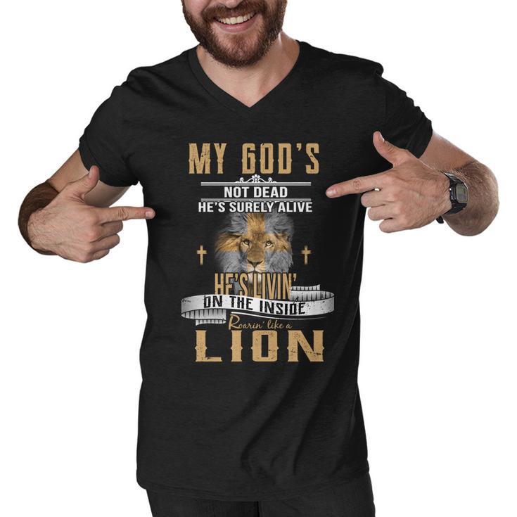 God Living On The Inside Roaring Like A Lion Men V-Neck Tshirt