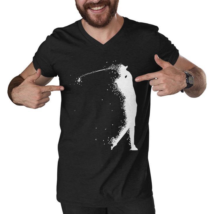 Golf Swing Splatter Golfer Logo Tshirt Men V-Neck Tshirt