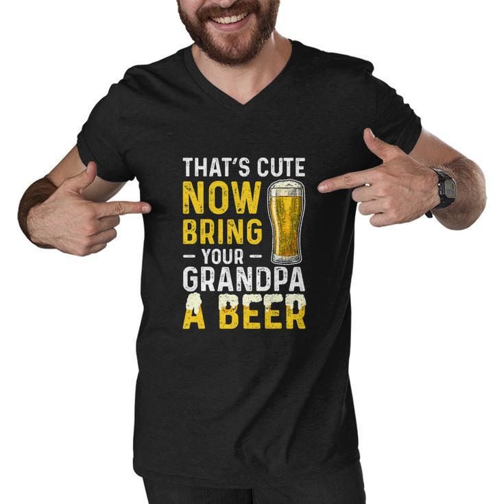 Grandpa A Beer Fathers Day Funny Drinking Men V-Neck Tshirt
