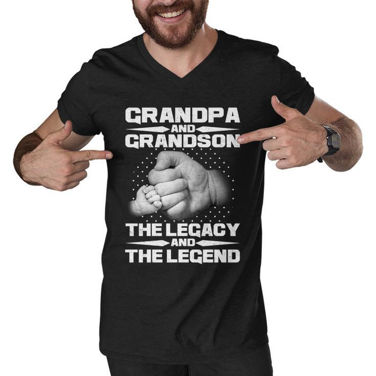 Grandpa And Grandson The Legacy The Legend Tshirt Men V-Neck Tshirt