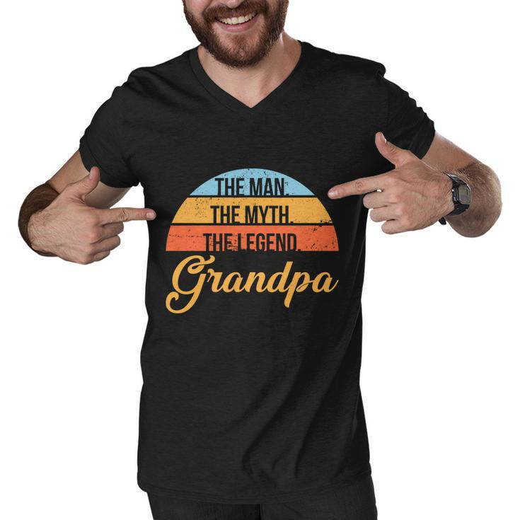 Grandpa The Man The Myth The Legend Saying Tshirt Men V-Neck Tshirt