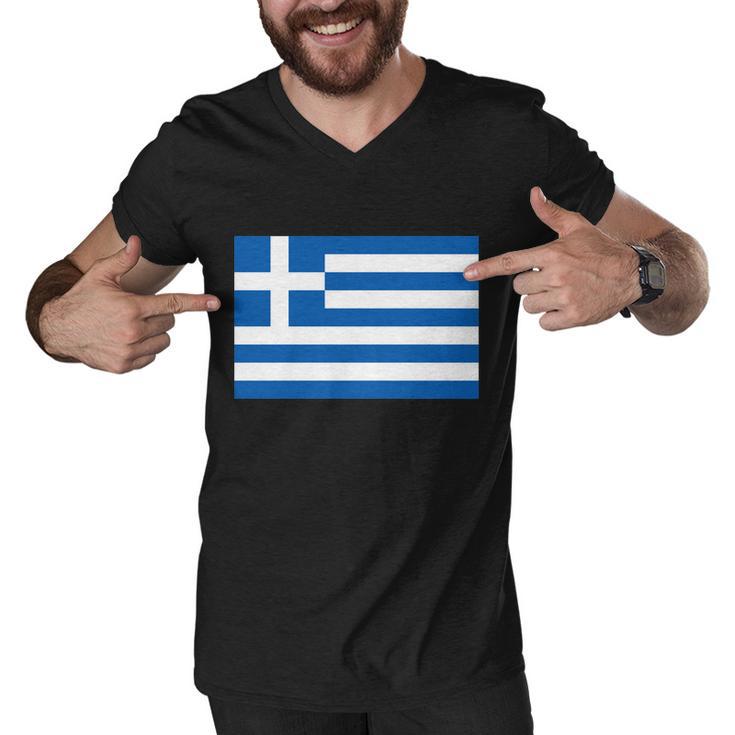 Greece Flag V2 Men V-Neck Tshirt