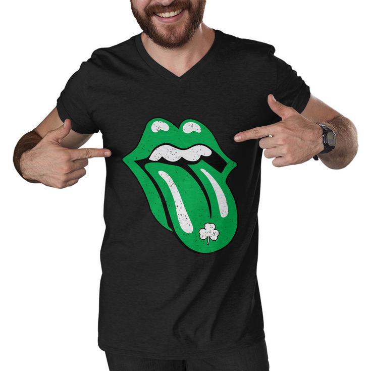 Green Lips Tongue Irish Shamrock St Patricks Day Gift Tshirt Men V-Neck Tshirt