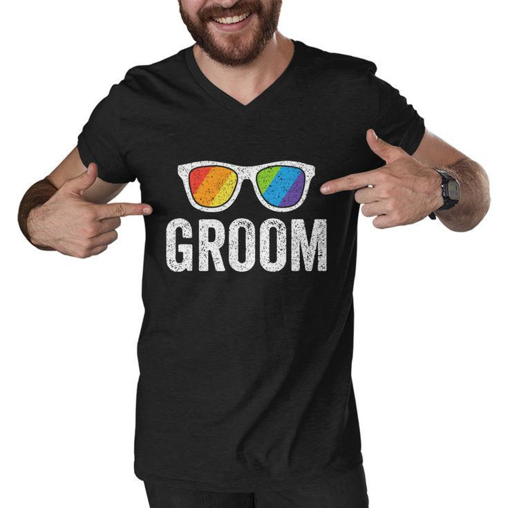 Groom Bachelor Party Lgbt Same Gay Wedding Husband Men V-Neck Tshirt