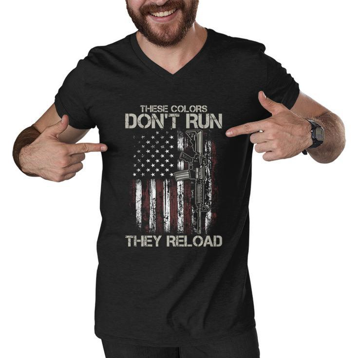 Gun American Flag Colors Dont Run They Reload Tshirt Men V-Neck Tshirt