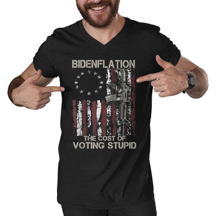 Gun Usa Flag Patriots Bidenflation The Cost Of Voting Stupid  Men V-Neck Tshirt