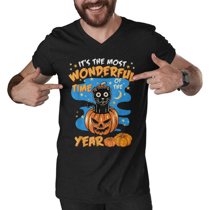 Halloween Its The Most Wonderful Time Of The Year Cat Witch  Men V-Neck Tshirt - Thegiftio