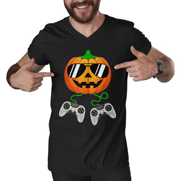 Halloween Jack O Lantern Gamer Boys Kids Men Funny Halloween  V9 Men V-Neck Tshirt