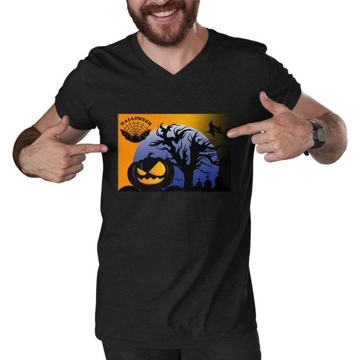 Halloween Pumpkin Bat Halloween Quote Men V-Neck Tshirt