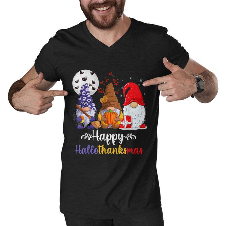Halloween Thanksgiving Christmas Happy Hallothanksmas Gnomes  V9 Men V-Neck Tshirt