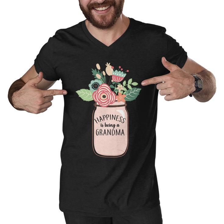 Happiness Is Being A Grandma Flower Men V-Neck Tshirt
