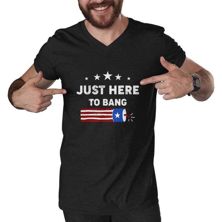 Happy 4Th Of July Just Here To Bang With Firecracker Men V-Neck Tshirt