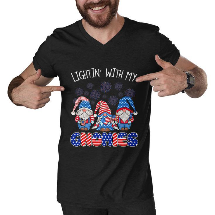 Happy 4Th Of July Lightin With My Gnomes Fireworks Men V-Neck Tshirt