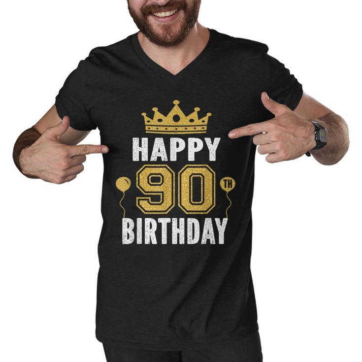Happy 90Th Birthday Idea For 90 Years Old Man And Woman  Men V-Neck Tshirt