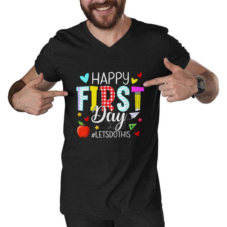 Happy First Day Lets Do Welcome Back To School Teacher Men V-Neck Tshirt