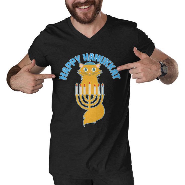 Happy Hanukkat Hanukkah Jewish Cat Men V-Neck Tshirt