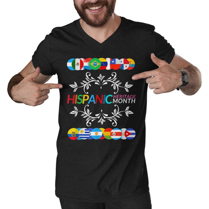 Happy Hispanic Heritage Month Latino Countries Flags  Men V-Neck Tshirt