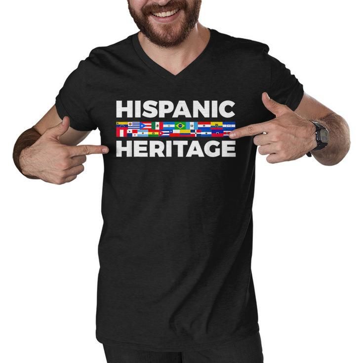 Happy Hispanic Heritage Month Latino Country Flags  Men V-Neck Tshirt