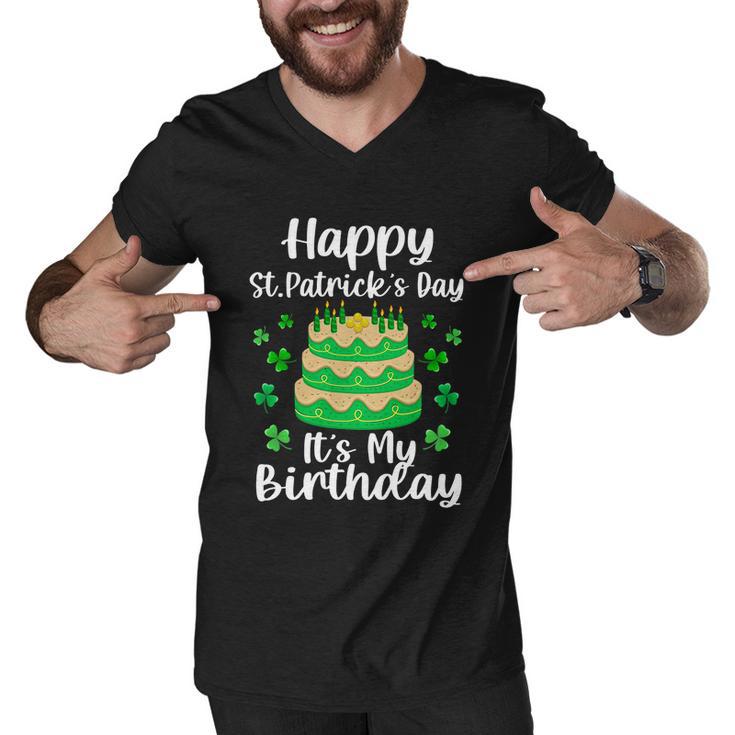 Happy St Patricks Day Its My Birthday Shamrock Irish Men V-Neck Tshirt