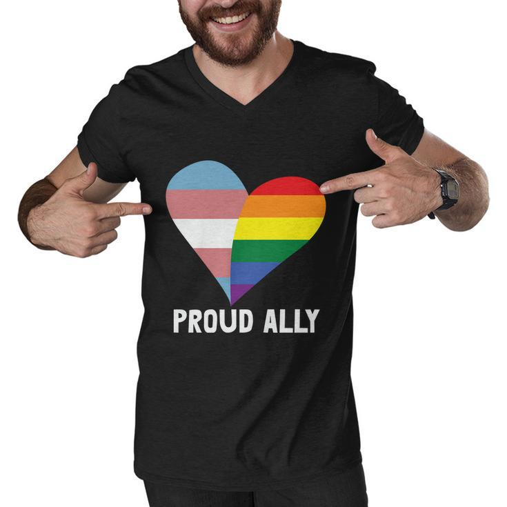 Heart Proud Ally Lgbt Gay Pride Lesbian Bisexual Ally Quote Men V-Neck Tshirt
