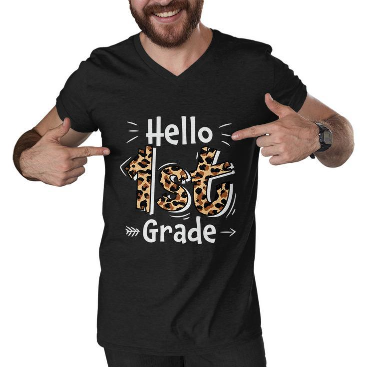 Hello 1St Grade Leopard Back To School First Day Of School Men V-Neck Tshirt