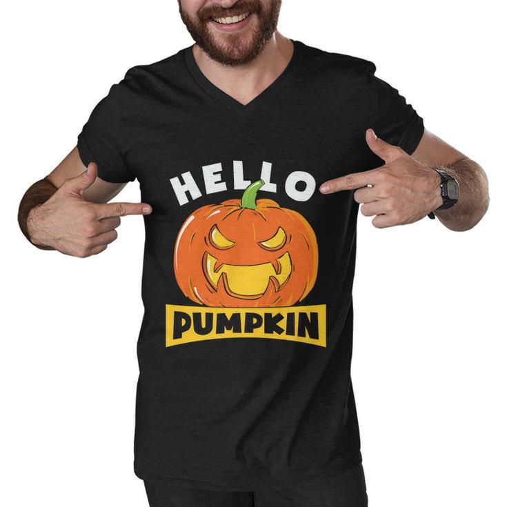 Hello Pumpkin Halloween Quote Men V-Neck Tshirt