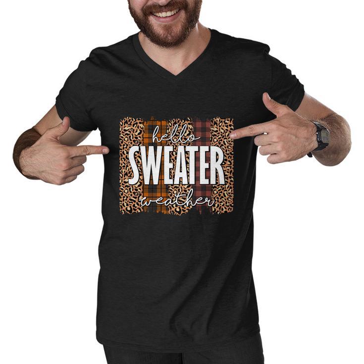 Hello Sweater Weather Thanksgiving Quote Men V-Neck Tshirt