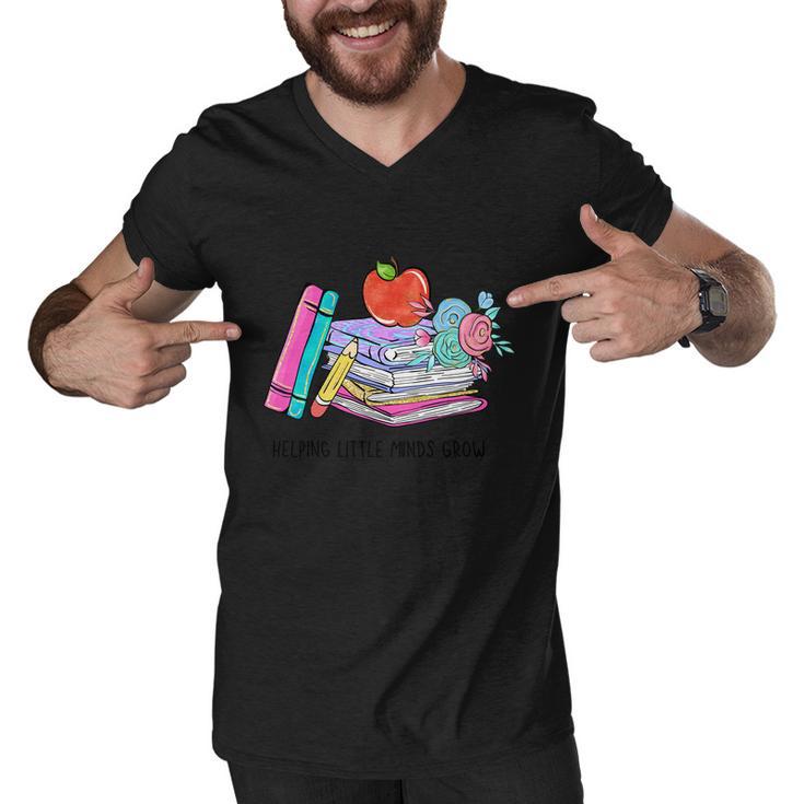 Helping Little Minds Grow Graphic Plus Size Shirt For Teacher Male Female Men V-Neck Tshirt