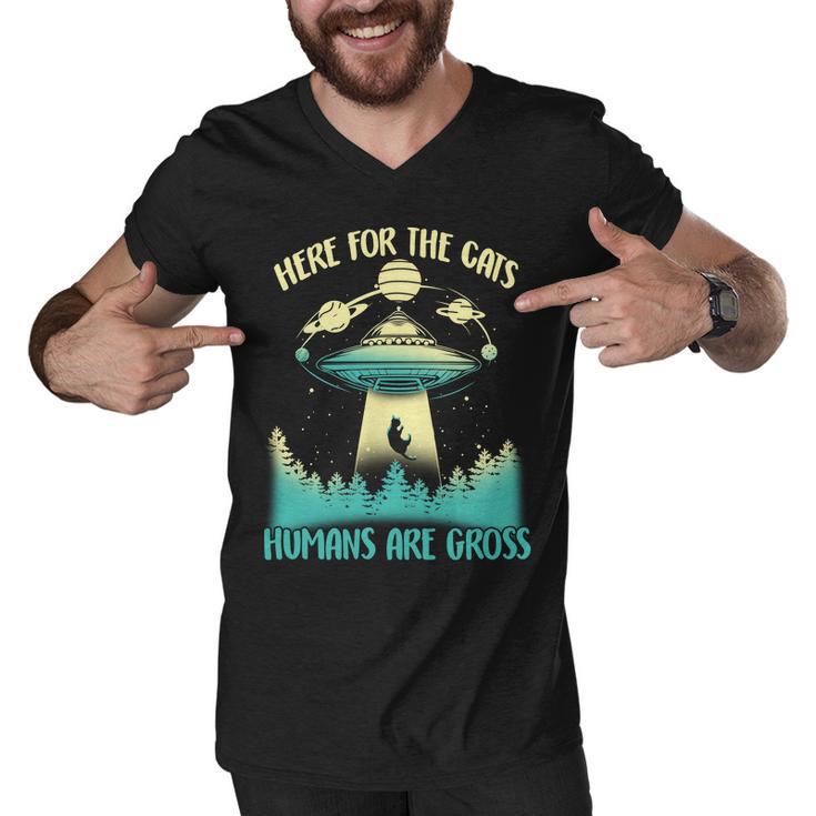 Here For The Cats Humans Are Gross Men V-Neck Tshirt