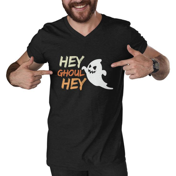 Hey Ghoul Hey Ghost Boo Halloween Quote Men V-Neck Tshirt