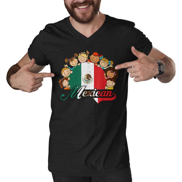 Hispanic Heritage Month  Mexico Pride Mexican Flag Kids  Men V-Neck Tshirt