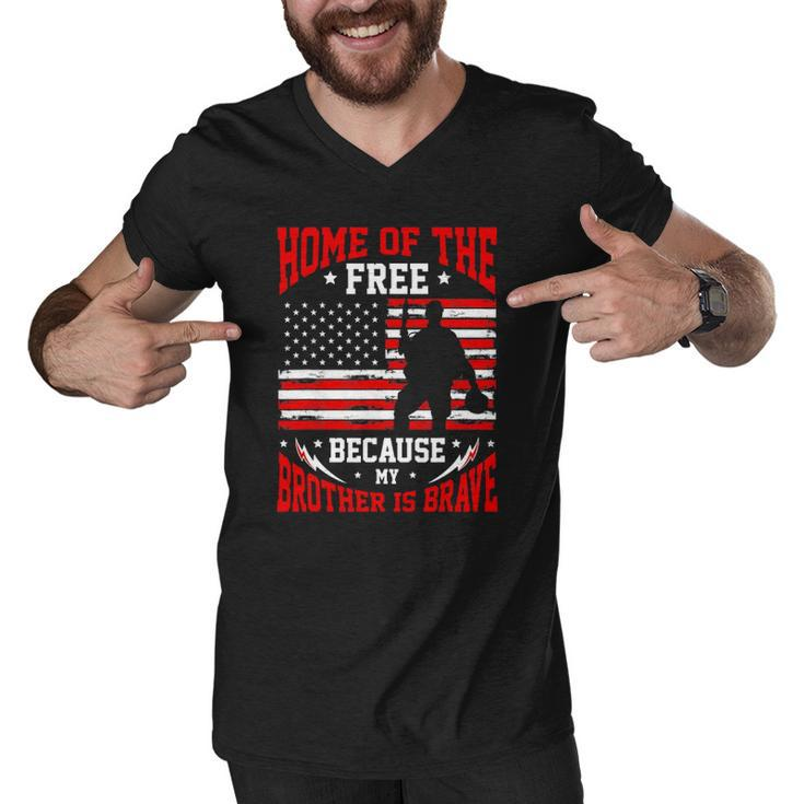 Home Of The Free Because My Brother Is Brave  Soldier Men V-Neck Tshirt