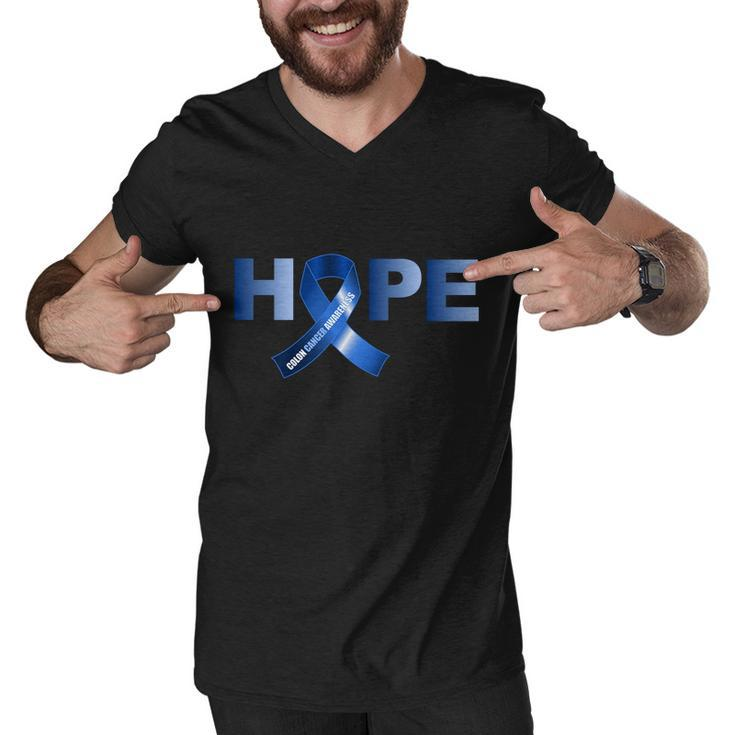 Hope Colon Cancer Awareness Fight Logo Men V-Neck Tshirt