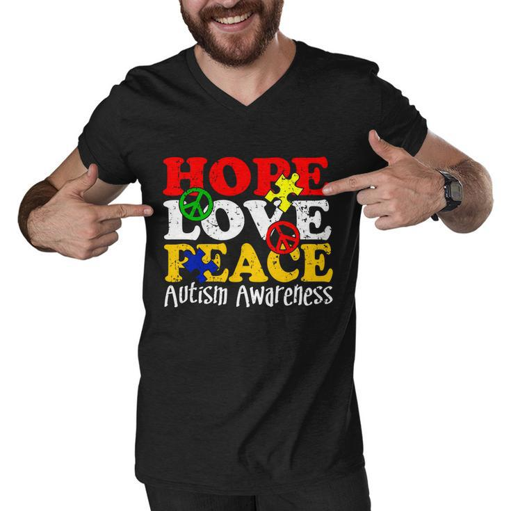 Hope Love Peace Autism Men V-Neck Tshirt