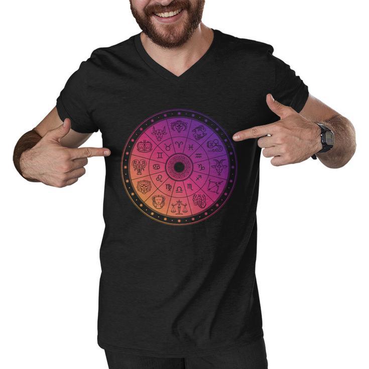 Horiscope Zodiac Wheel Men V-Neck Tshirt