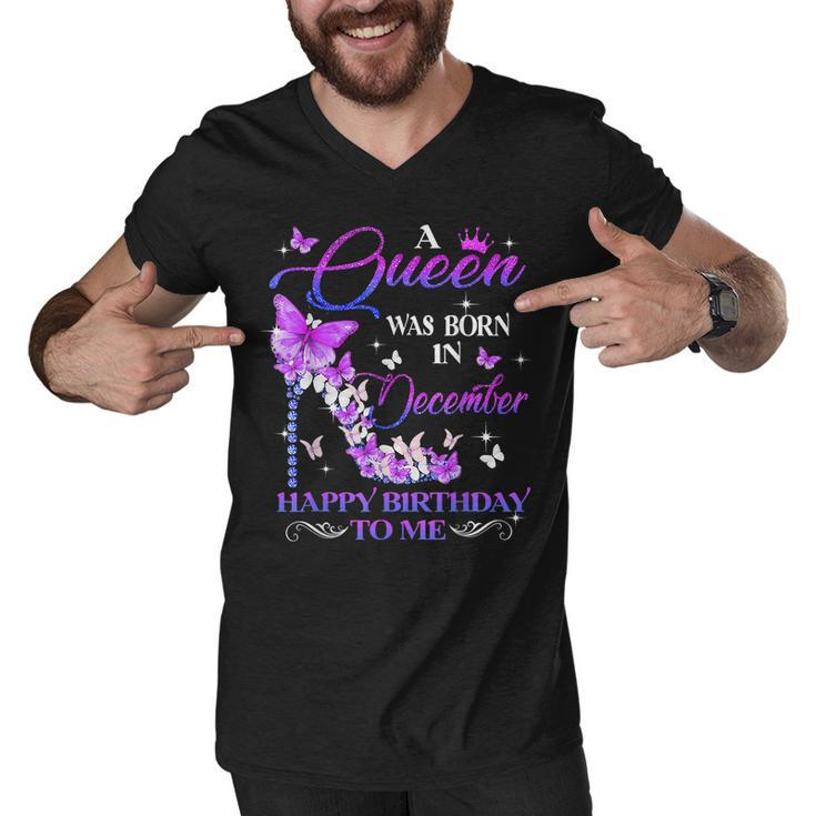 Hot Lips A Queen Was Born In December Happy Birthday To Me Men V-Neck Tshirt