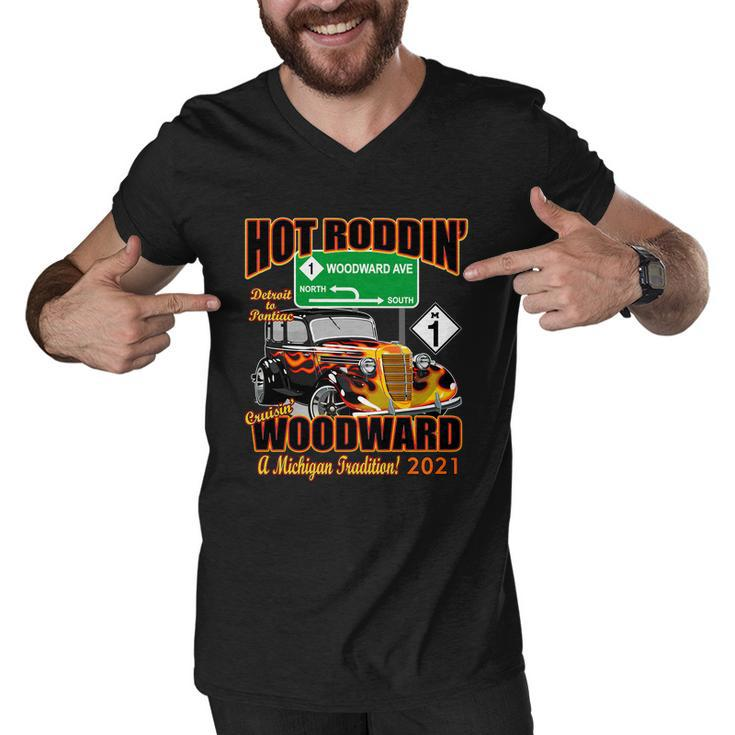 Hot Rod Woodward Ave M1 Cruise 2021 Tshirt Men V-Neck Tshirt