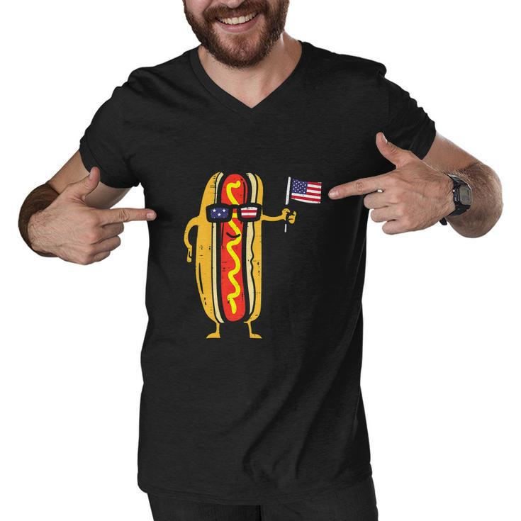 Hotdog Sunglasses American Flag Funny 4Th Of July Men V-Neck Tshirt