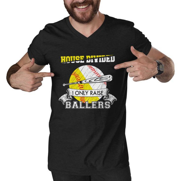 House Divided I Only Raise Ballers Baseball Softball Mom And Dad Men V-Neck Tshirt