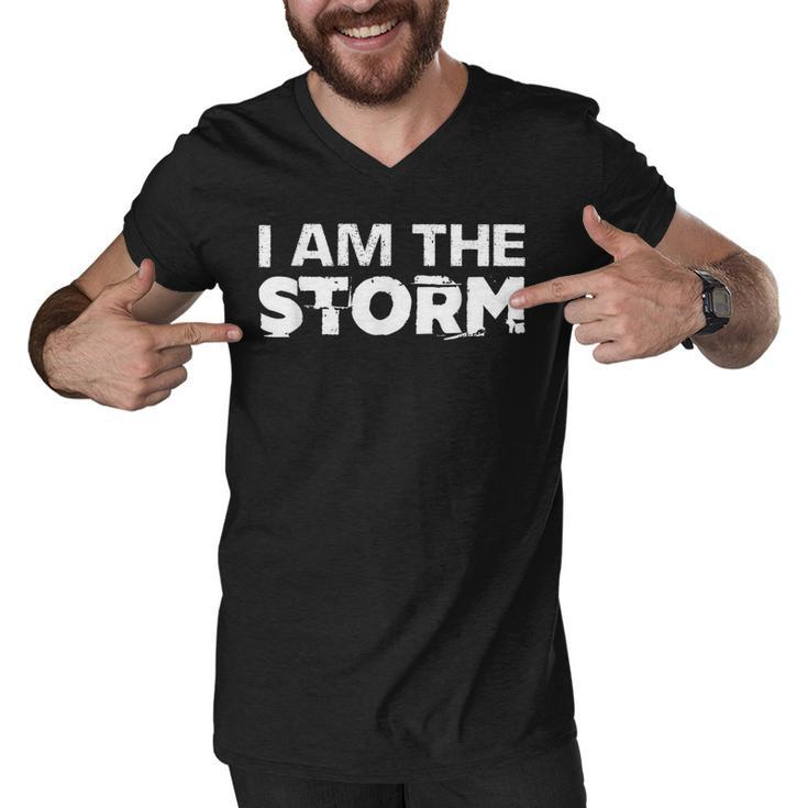 I Am The Storm Fate Devil Whispers Motivational Distressed  Men V-Neck Tshirt