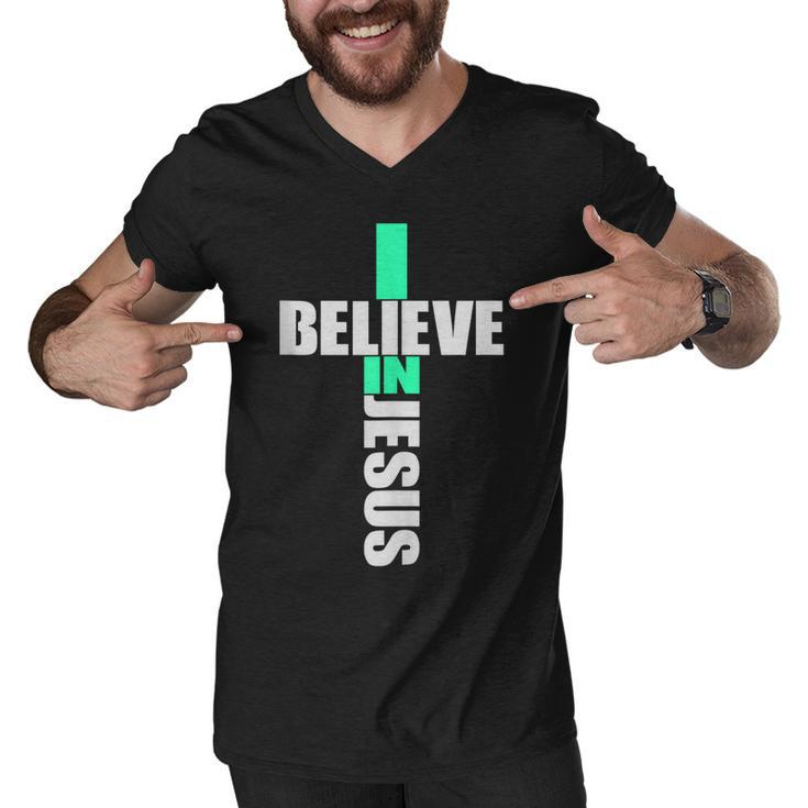 I Believe In Jesus - Cross Christianity Christian Faith Gift  Men V-Neck Tshirt