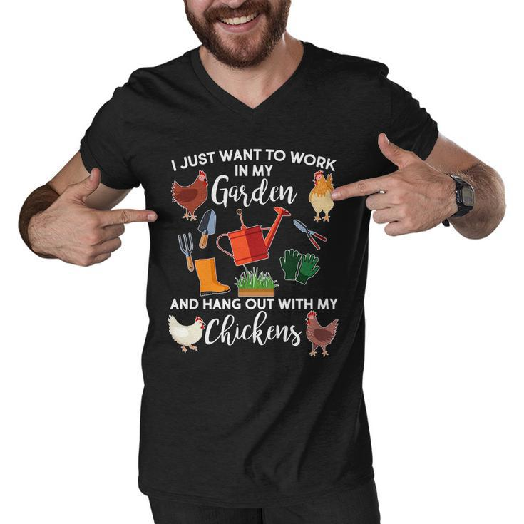 I Just Want Work In My Garden And Hang Out With My Chickens V2 Men V-Neck Tshirt